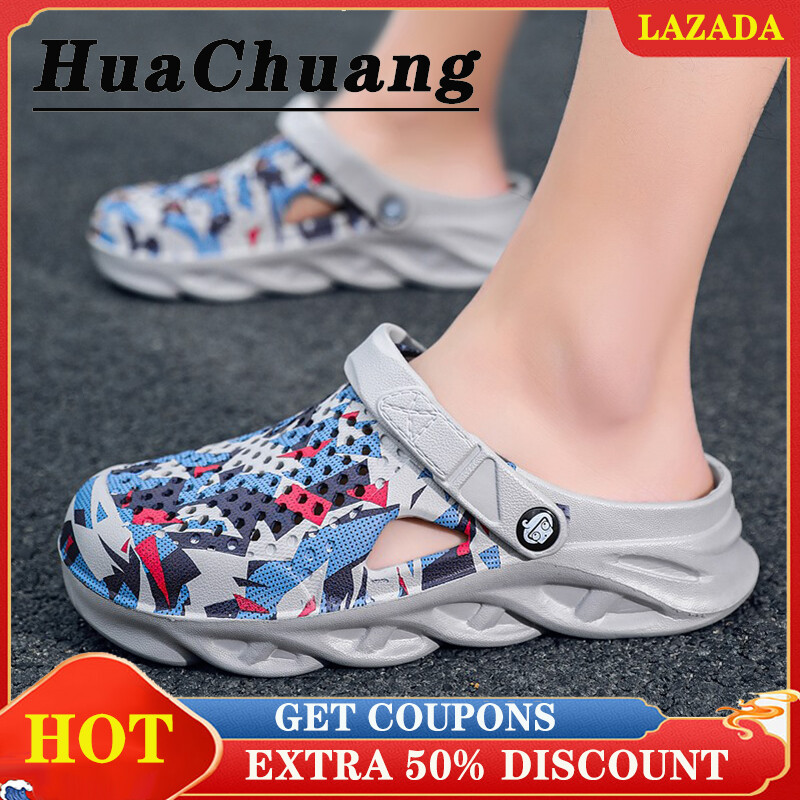Xăng Đan Thường Ngày Cho Nam HUACHUANG Xăng Đan Nam Mới 2021 Giày Đi Biển Nam Nhẹ, Giày Lỗ Nam Giày Mùa Hè Dép Thể Thao Cao Su Cho Nam