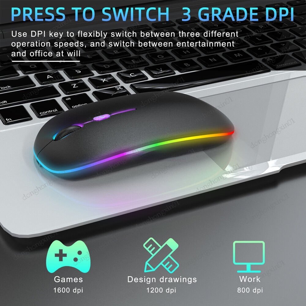Wireless Mouse Bluetooth 2.4Ghz Receiver Optical Adjustable Wireless Mice Rechargeable for PC Laptop IPad