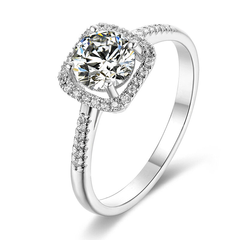Classic Laboratory Diamond Square Ring 1 Carat D Moissanite Passes Diamond Testing S925 Silver High Grade Jewelry Wedding Ring Engagement Ring Women's Gift