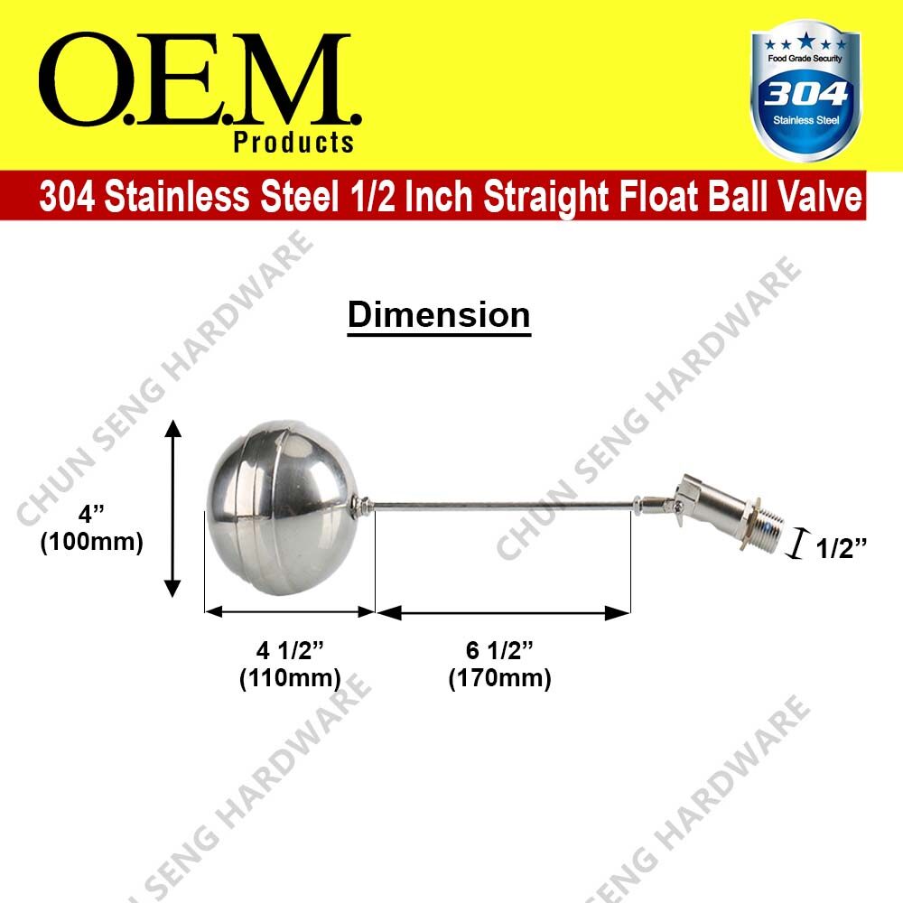 304 Stainless Steel Ball Float Valve Stainless Steel Float Valve 1/2