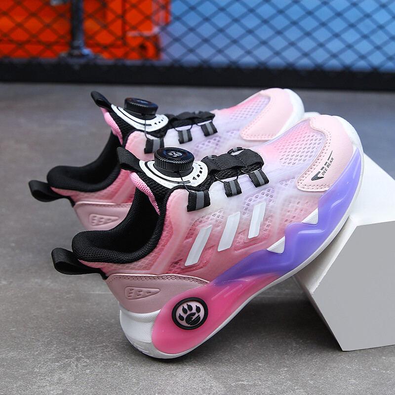 New Boys' Shoes with Rotating Button Leather Surface for Breathable, Waterproof, and Durable Children's Sports Shoes for Primary and Secondary School Students Running Shoes Fashion, Casual, and Popular Fashion Shoes