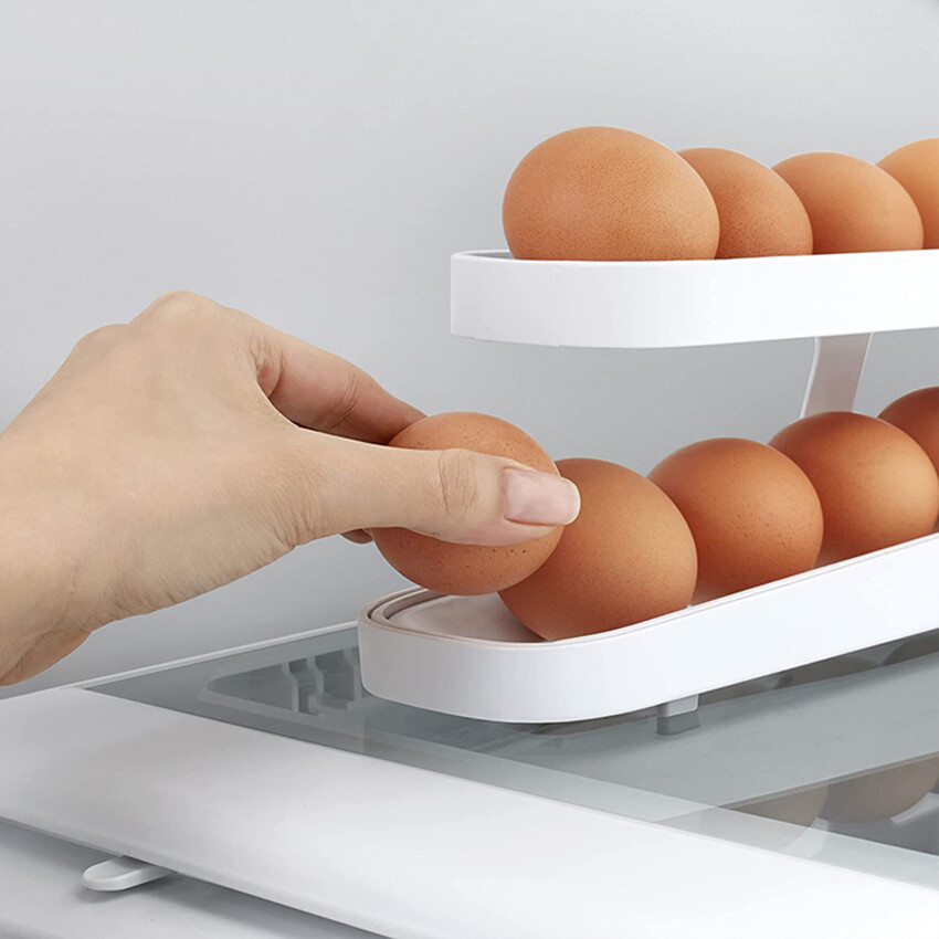 Automatic Eggs Storage Box Plastic Rolling Eggs Holder Basket Container Dispenser Organizer Closet For Fridge Kitchen Egg Tray