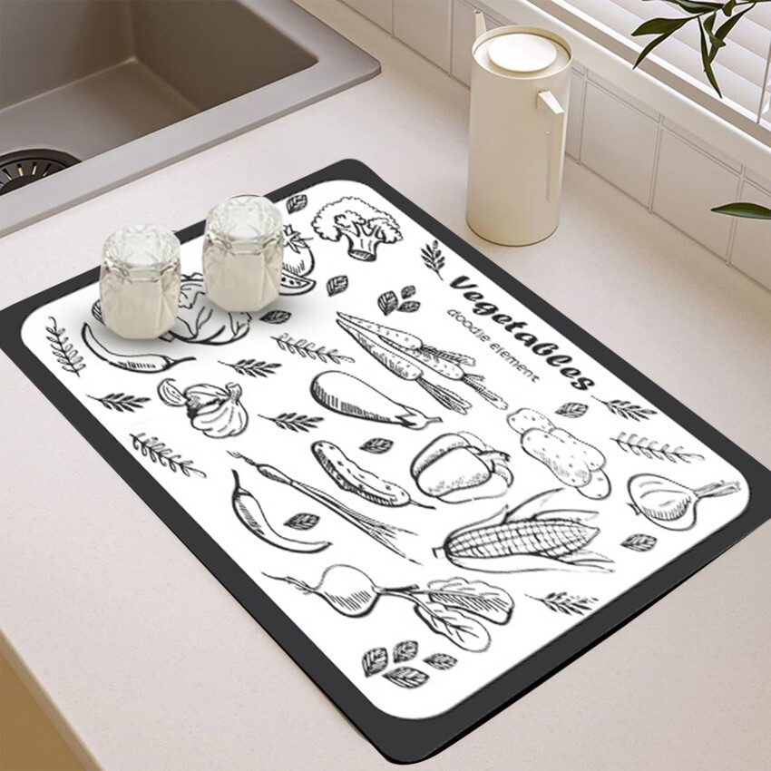 Tấm Lót Ráo Nước, Siêu Thấm Tấm Úp Bát Đĩa Tấm Làm Khô Nhanh Khăn Lót Đĩa 30*40Cm Đĩa Nhà Bếp Tấm Làm Khô Màu Nước/Miếng Lót Cà Phê