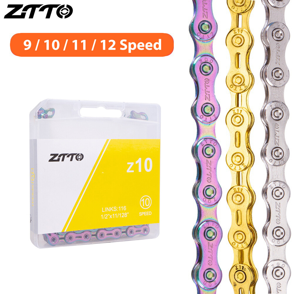 Ztto gold 9 10 11 12 speed bicycle chain 126 links hollow light weight durable chain mtb road 9s 10s 11s 12s chain bicycle 9 10 11 12 speed chain