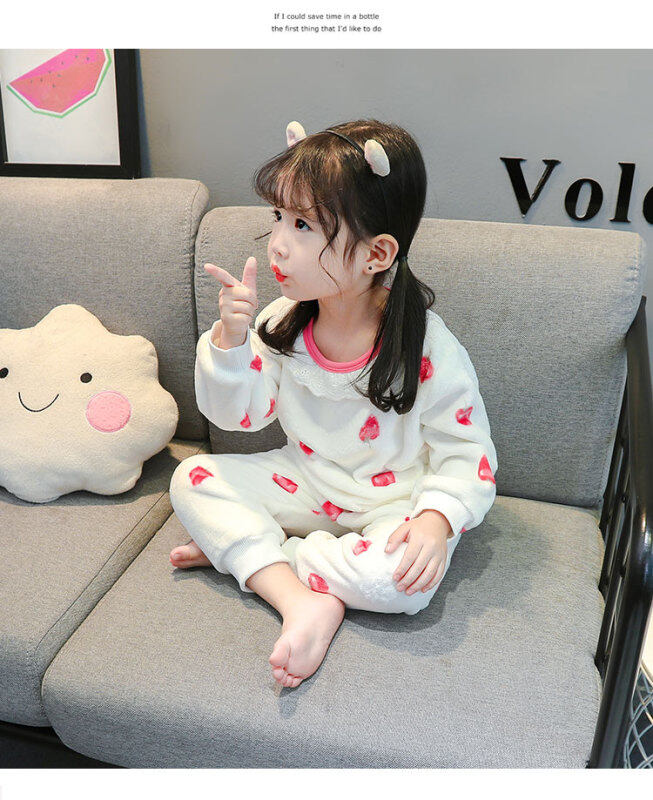 Nơi bán Trẻ Em Bộ Đồ Ngủ Nữ Mùa Thu Và Mùa Đông Dép Nỉ Bé Gái Nỉ Mặc Bộ Đồ Trẻ Em Bé Trẻ Em Dài Ấm Áp Nhà quần Áo