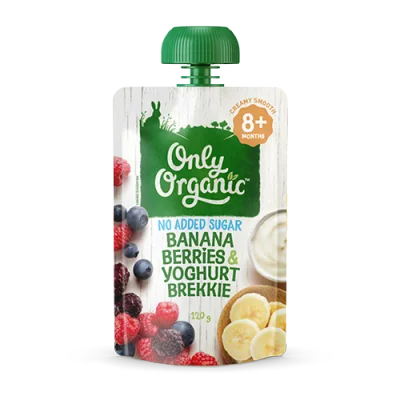 BABY FOOD Only Organic Banana, Berries & Yoghurt Brekkie No Added Sugar 120g BABY JANE
