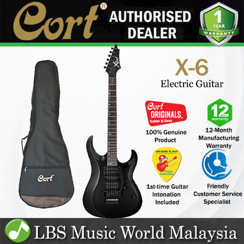 Cort X-6 Basswood Bolt On HSH Pickup Electric Guitar Black (X6 X 6) Malaysia