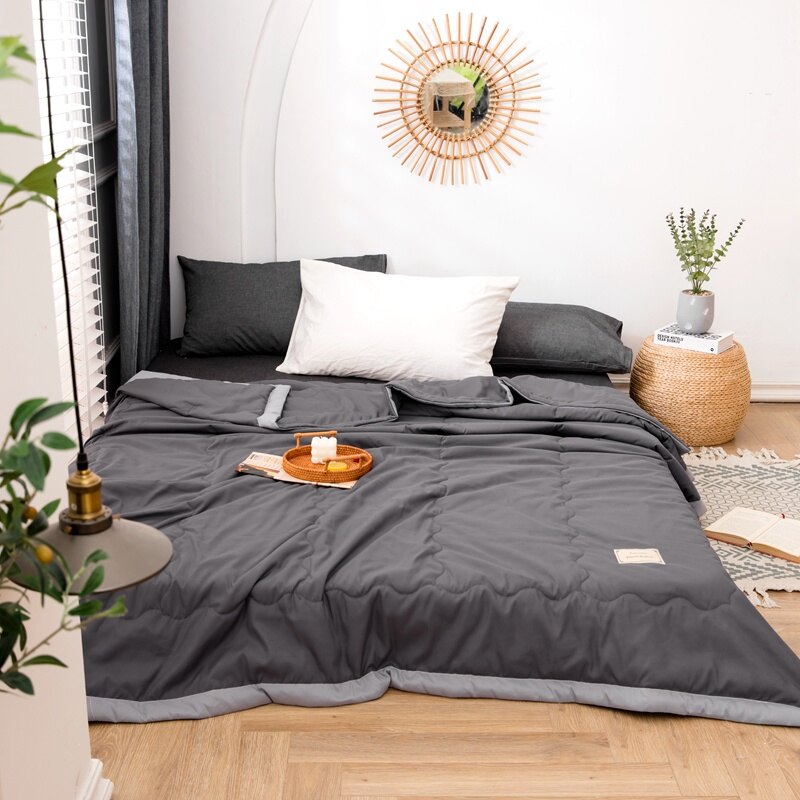 Japanese Minimalist Style Soft Comforter Premium Cotton Blanket Single Queen King Size Air Conditioning Quilt