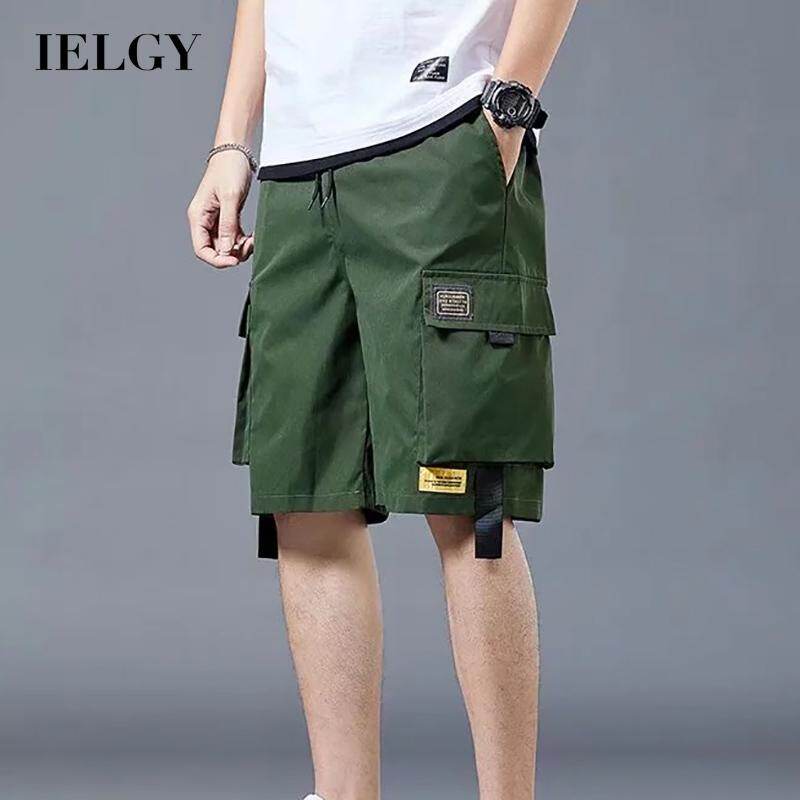 IELGY summer thin section overalls shorts male Korean version of the trendy brand loose hip-hop casual pants trend five-point pants
