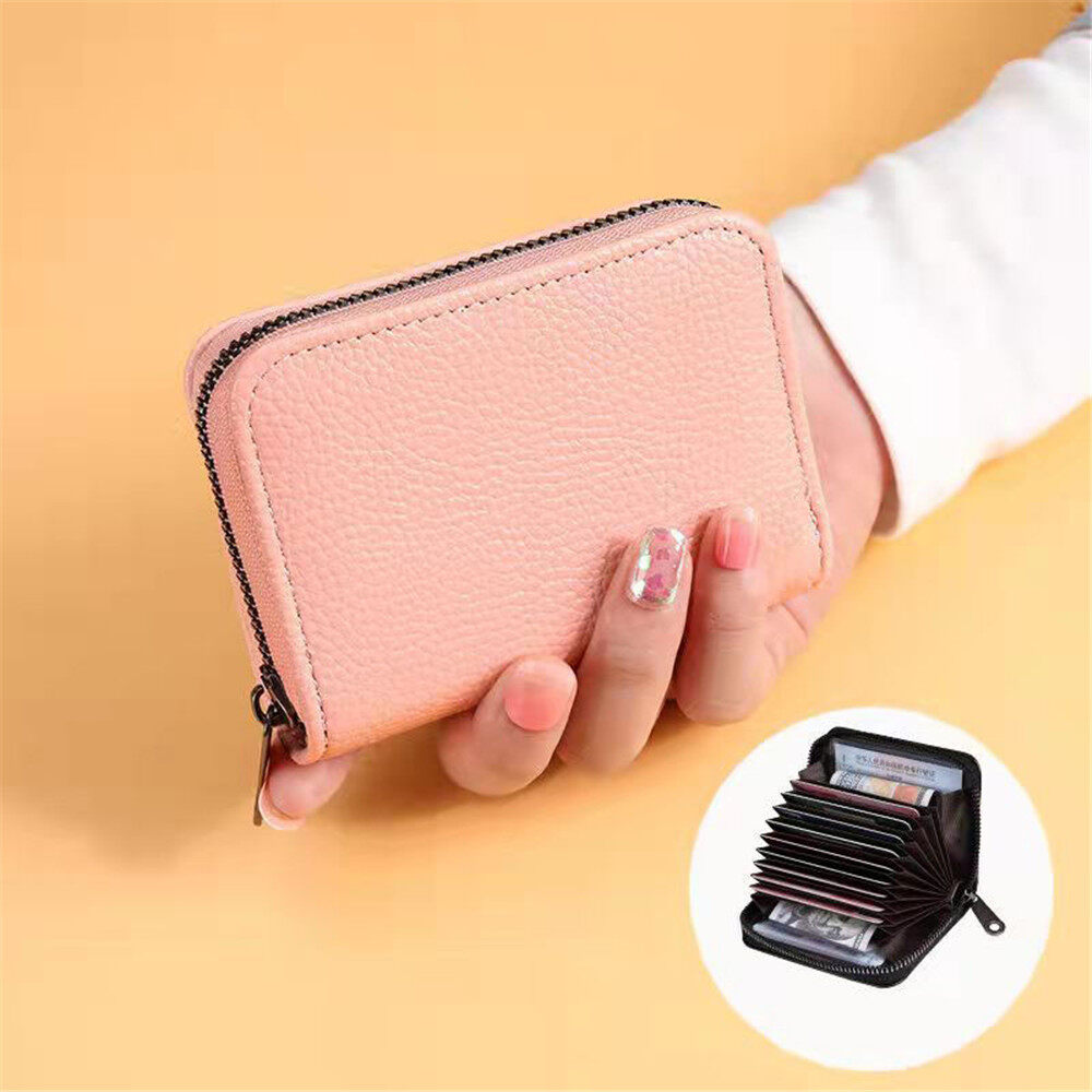 Pu Leather Zipper Bag Wallet Credit/id/bank Credit Card Holder Fashion Business