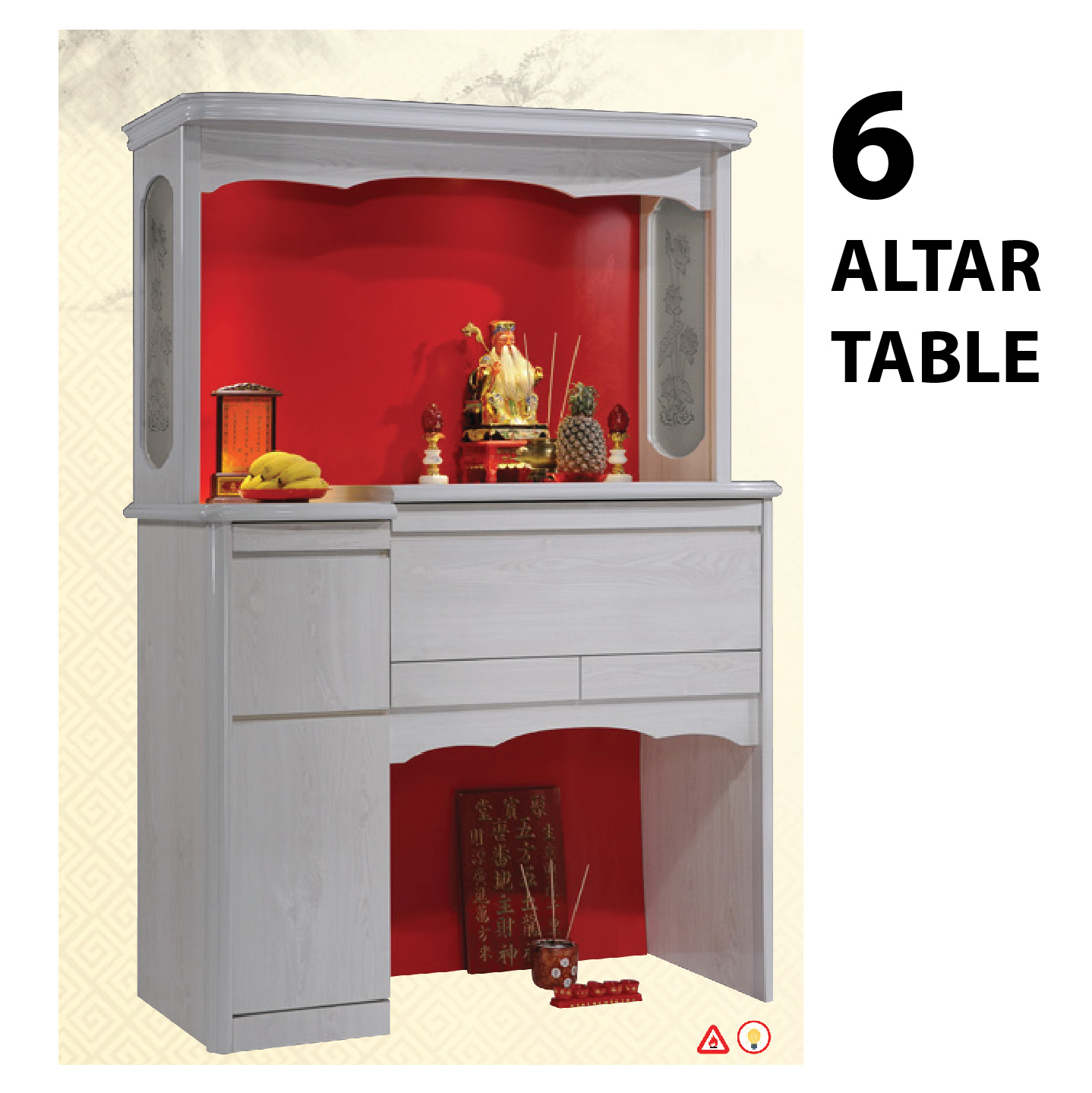 Altar Table With Storage - Meditation Cabinet, Buddhist Table With Drawers, Dark Brown, 2 Sizes