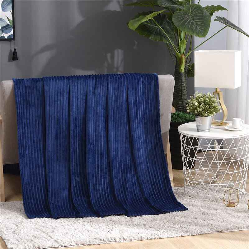 Super Soft Quilted Flannel Blankets For Beds Solid Striped Mink Throw Sofa Cover Bedspread Winter Warm Blankets120x200/200x230cm