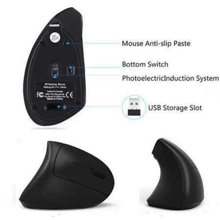 2.4G คอมพิวเตอร์ส่วนบุคคล Optical ปลั๊กแอนด์เพลย์เกมหนู 5D บลูทูธเงียบไร้สายสำหรับแล็ปท็อป USB ชาร์จเมาส์แนวตั้ง ERGONOMIC แฟชั่นสบายสำนักงาน