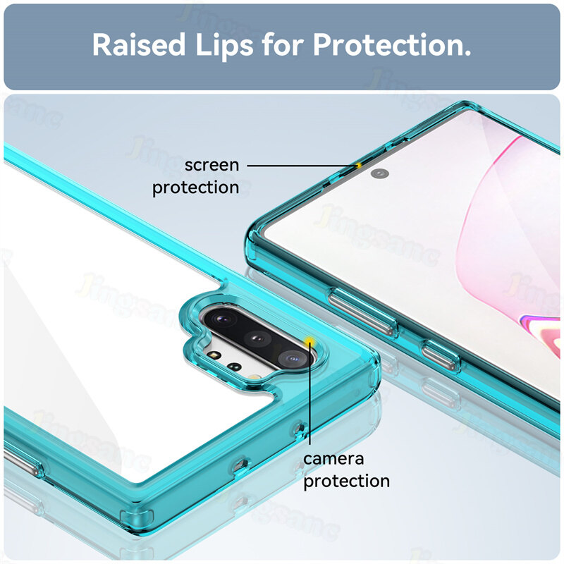 Jingsanc Hard Case For Samsung Galaxy Note 10 Plus/Note 10+/Note 10 Hybrid Armor Clear Candy Bumper Soft TPU Edge Shockproof Phone Casing Cover Shell samsung note 10 plus/note 10+/note 10
