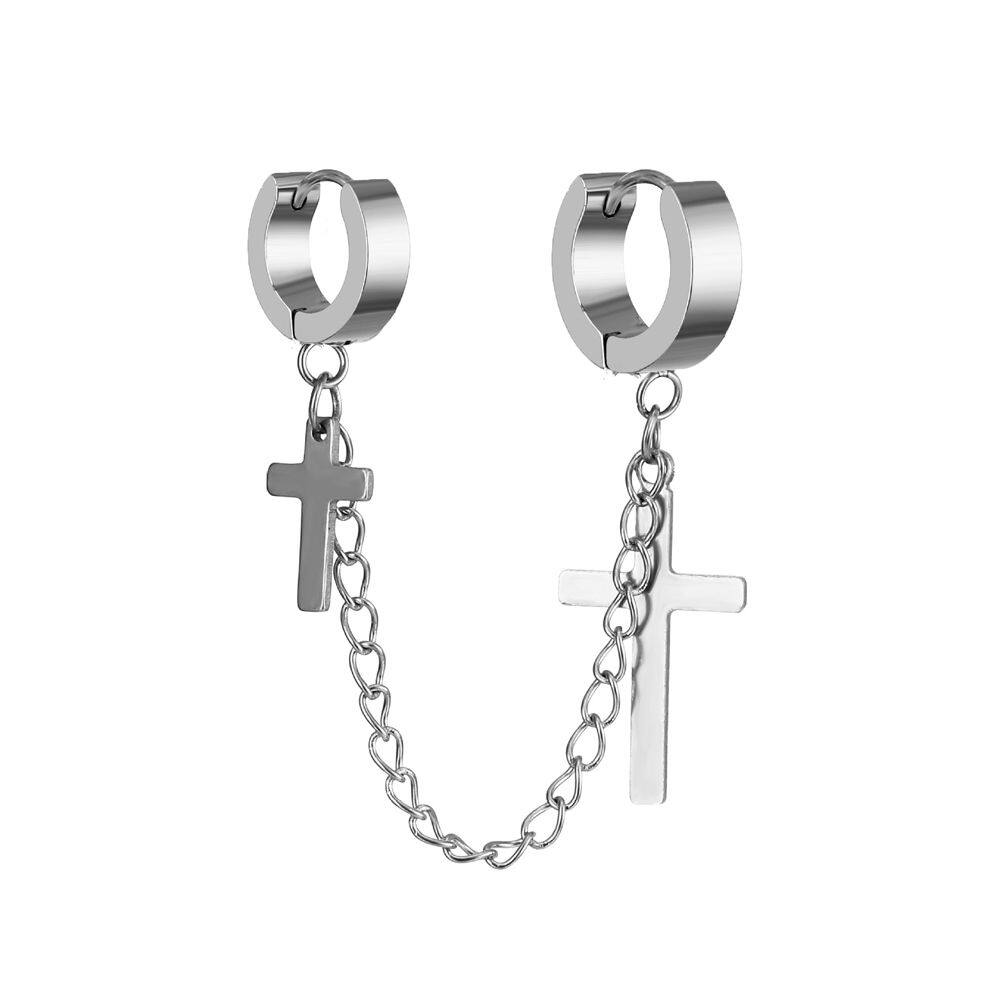 KALTENDIN Hip Hop Trendy Cross No Pierced Clip On Earrings Punk Titanium Steel Men Ear Cuff Dangle Earrings Women Ear Clip Korean Stud Earrings
