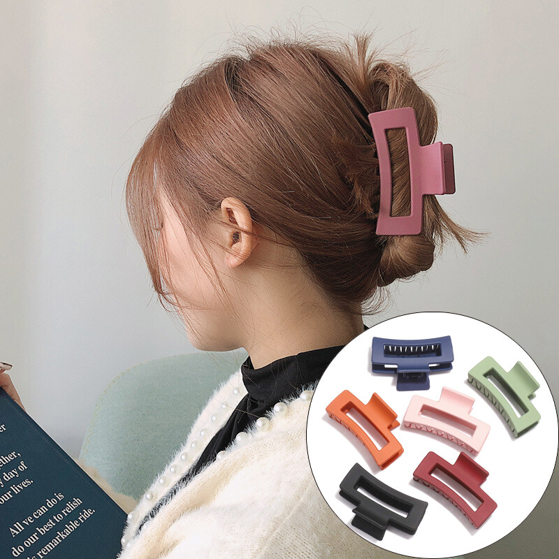 Women's Hair Clip Big Strong Hold Hairpin Multi-function Rectangular Thick Solid Color Shark Hair Clip 6 Colors Available