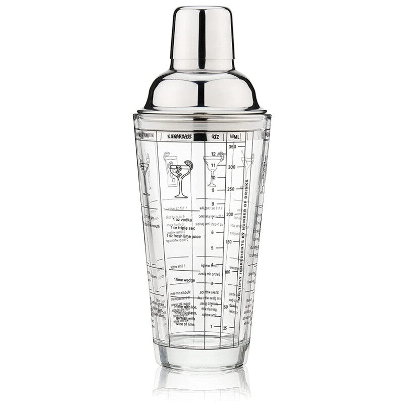 GF Glass Cocktail Shaker Printed with Scale, Martini Shaker with