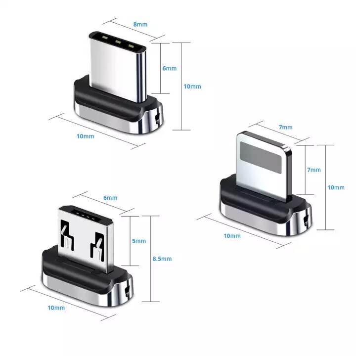 Fonken 2M 3 Trong 1(Micro USB + Loại C + Cho iPhone) Cắm Cáp Sạc Nam Châm Truyền Dữ Liệu Đồng Bộ QC3.0 Dây Sạc Nhanh Nam Châm Sạc Nhanh Điện Thoại Di Động
