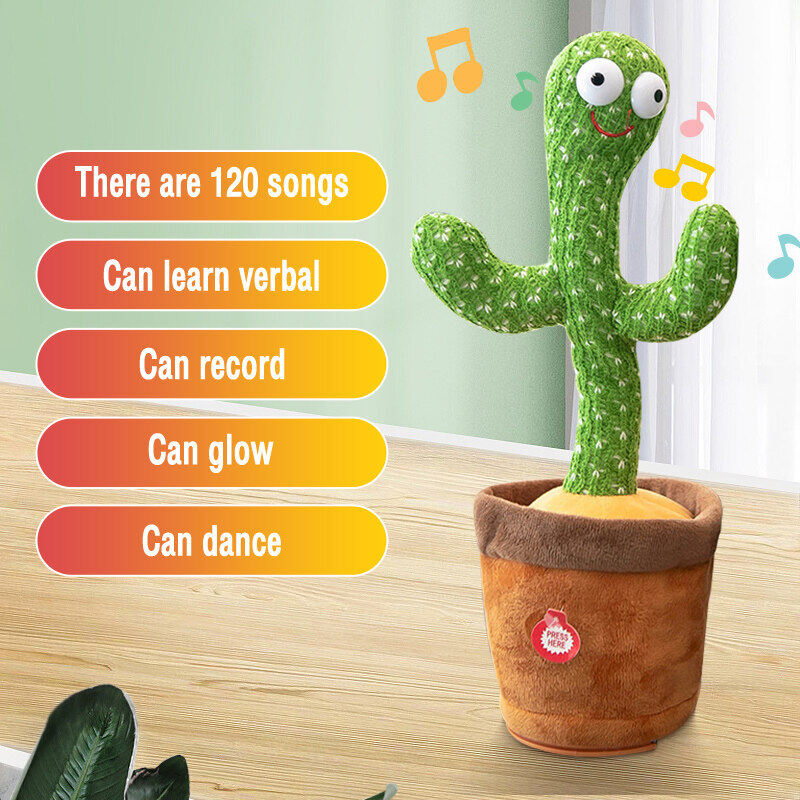 TikTok Hot Dancing Cactus Electron Plush Toy Soft Plush Doll Baby Cactus Can Sing And Dance Voice Interactive Bled Stark Toy For Kids
