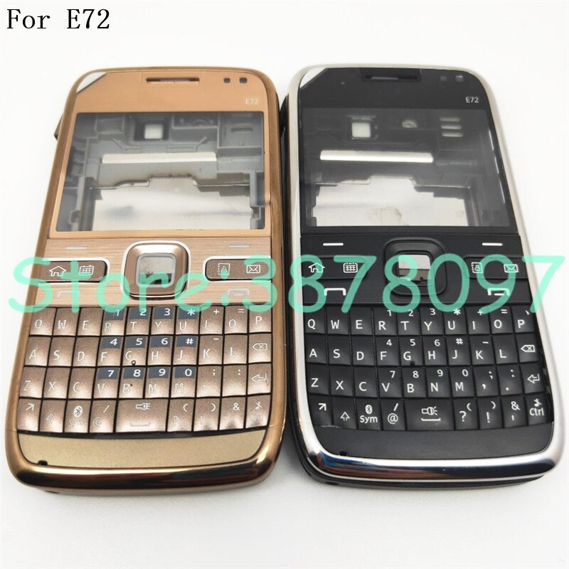 For Nokia E72 Housing Front Faceplate Frame Cover Case+Back Cover/Battery Door Cover+Keypad+Logo