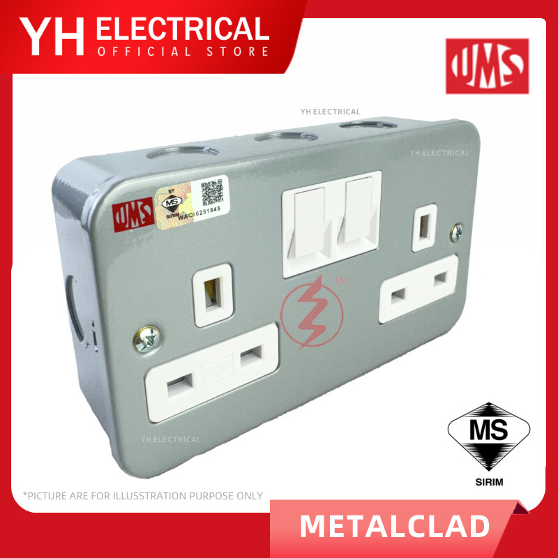 UMS METAL CLAD Double/ 2Gang 13A SP Switched Socket Outlet (SIRIM ...