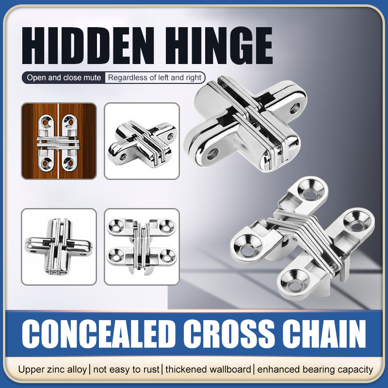 Zinc Alloy Hidden Hinges Invisible Concealed Cross Door Hinge Bearing Silver Folding door invisible hinge