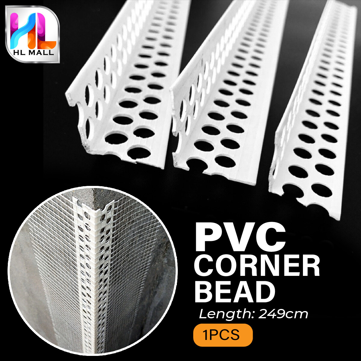 HL MALL (1PCS) PVC Drywall plastering Corner Beads A1 (2.5meter) **cut