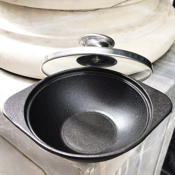 [HCM]Nồi gang kho quẹt chống dính nắp kính Vạn Lợi