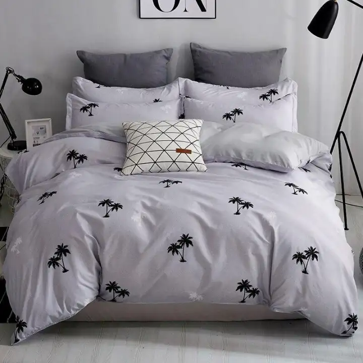 3 4 Pcs Geometric Gray Comforter Bedding Sets Polyester Super King