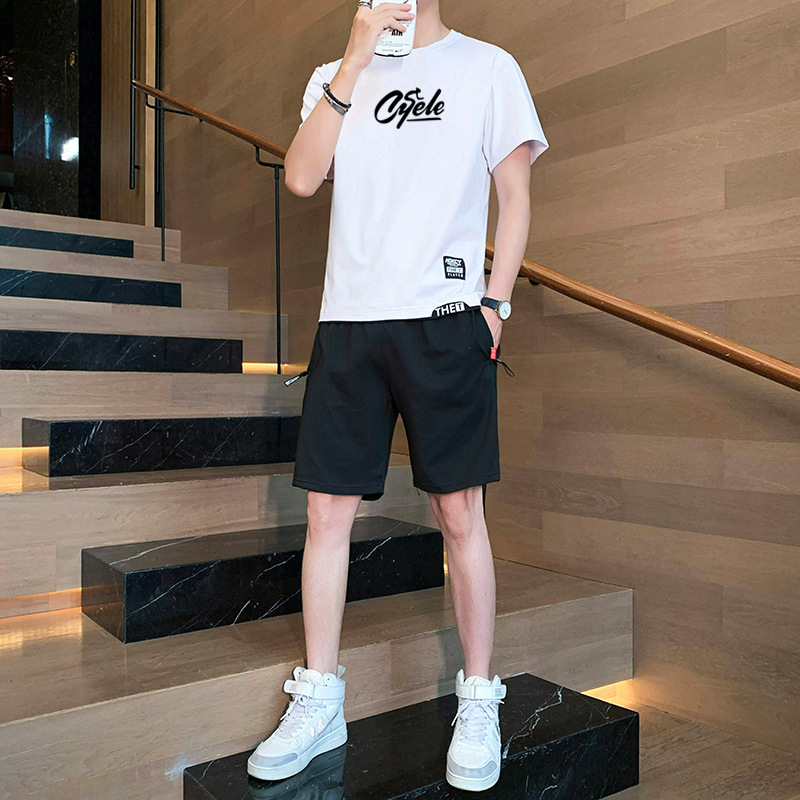 Lucky Friday New Men'S Slim Leisure Sports Korean Version Of Simple Fashion Summer Leisure Suit Men'S Outdoor Trend Leisure Sportswear Two-Piece Suit For Teenagers