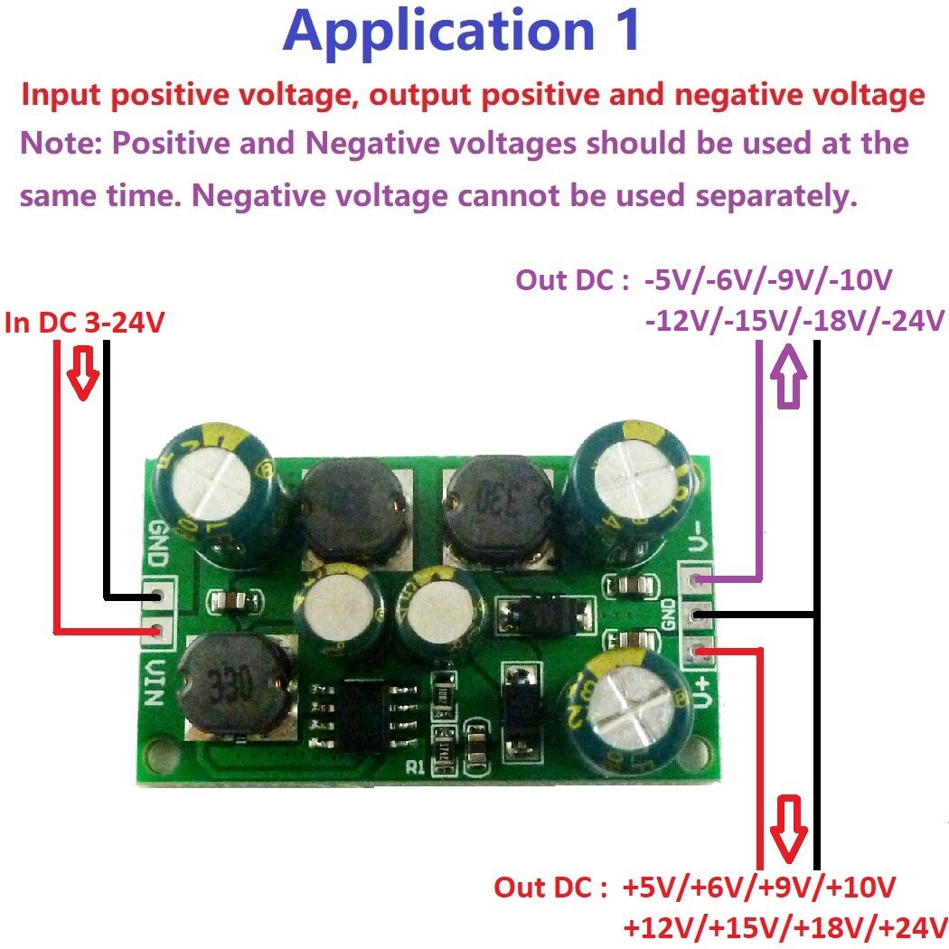 DC-DC Voltage Converter Boost-Buck Power Supply Module Positive Negative Voltage Dual Output 3-24V to ±5V ±9V ±12V ±15V Module