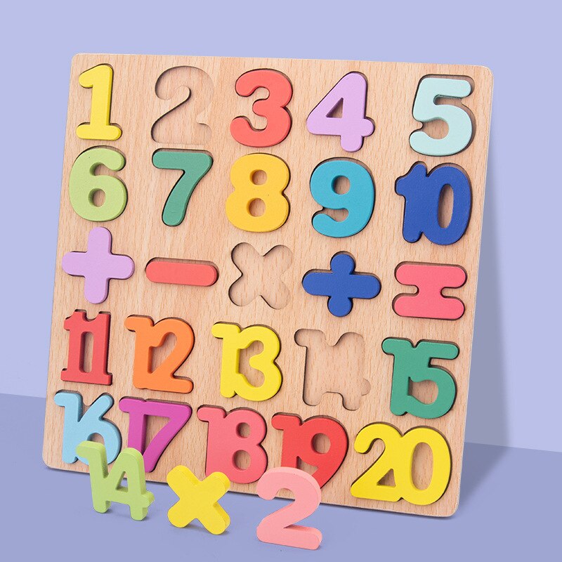 Kids Wooden 3D Alphabet Number Puzzle Board Baby Letter Digital ...