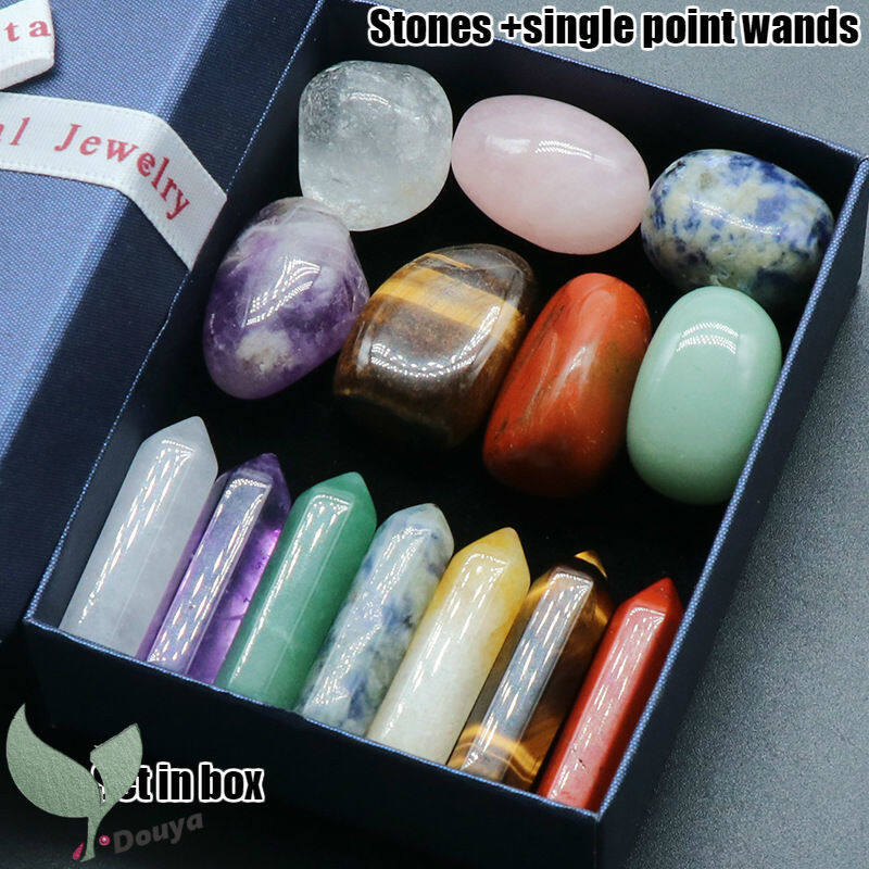 7 Chakra Healing Crystal Setnatural Crystal Chakra Stones Natural Quartz Crystals Points Wands 3785