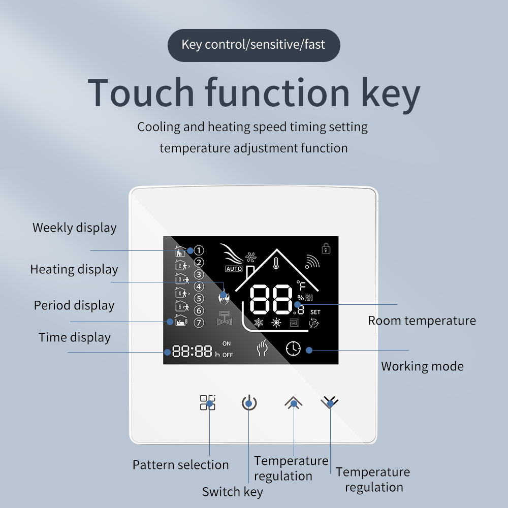 Bộ điều nhiệt WiFi thông minh Tuya Bộ điều khiển nhiệt độ sưởi ấm sàn điện 16A Hoạt động với Alexa Google Alice