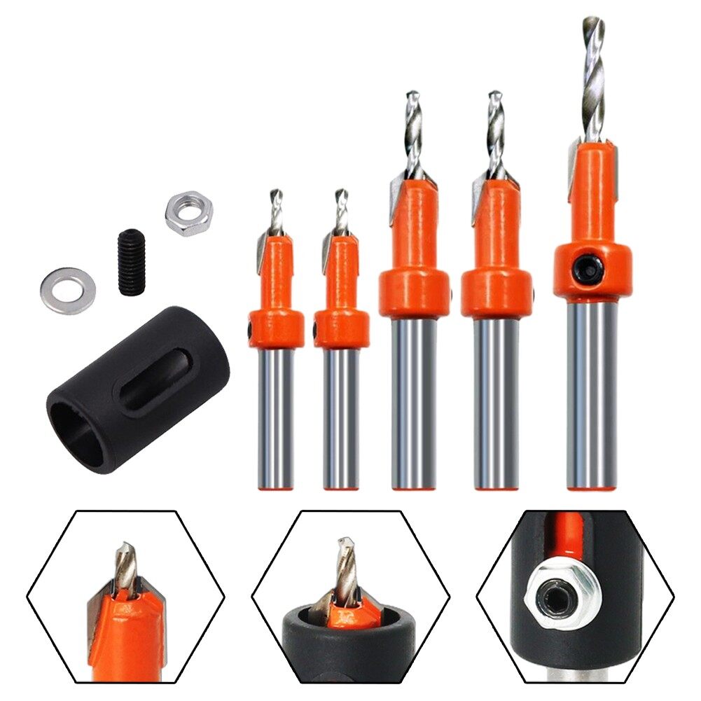 Woodworking Countersink Drill Bit Set with Step Design and Adjustable Stopper