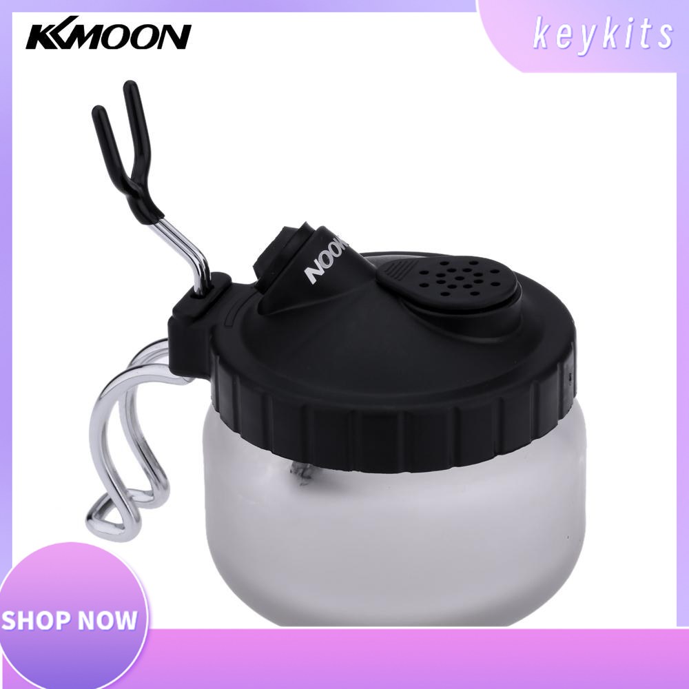 KKmoon Professional Airbrush Cleaning Pot Glass Air Brush Holder Clean Paint Jar Bottle Manicures Tattoo Supply