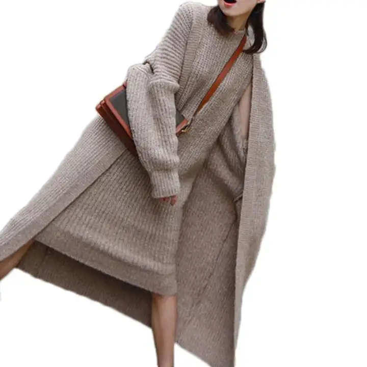 knitted dress and cardigan set