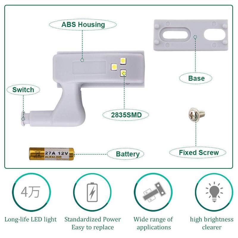 【Lightingeverthing】 1/8 Cái/bộ Tủ Bản Lề LED Cảm Biến Ánh Sáng, Cho Tủ Quần Áo Tủ Cửa Nhà Bếp Tủ Quần Áo