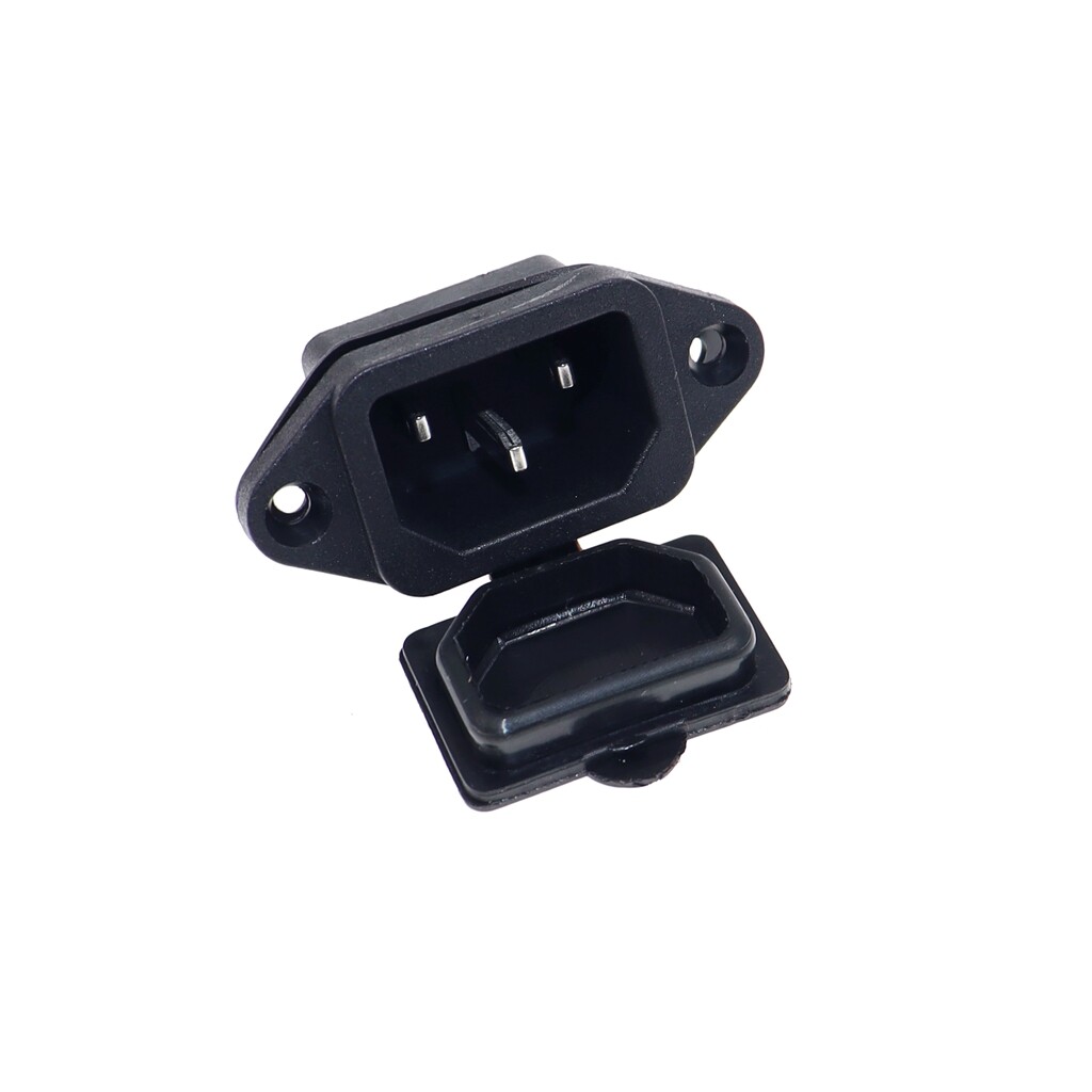 2 chiếc ổ cắm nguồn AC đầu vào IEC320 C14 ổ cắm màu đen + Vỏ bọc chống thấm nước cao su 10A 250V