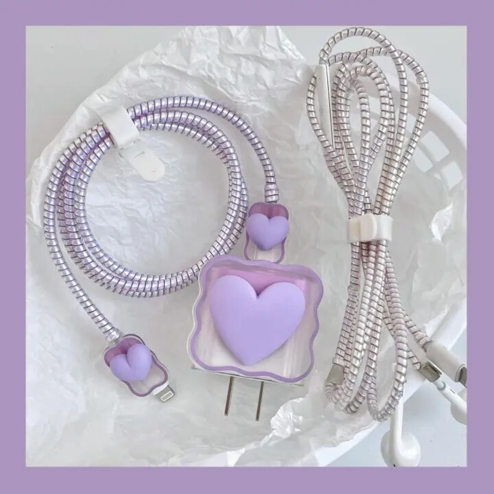 Love Charger Set Cable Protectors Set For IPhone 11 Charging Protector USB Data Cable Line Protection Spiral Cable Protector