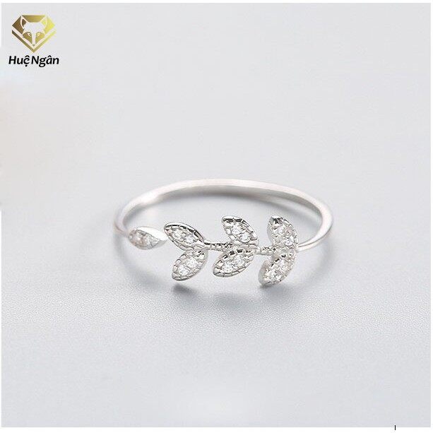 Nhẫn bạc 925 Huệ Ngân - Lá oliu mảnh free size RR1347