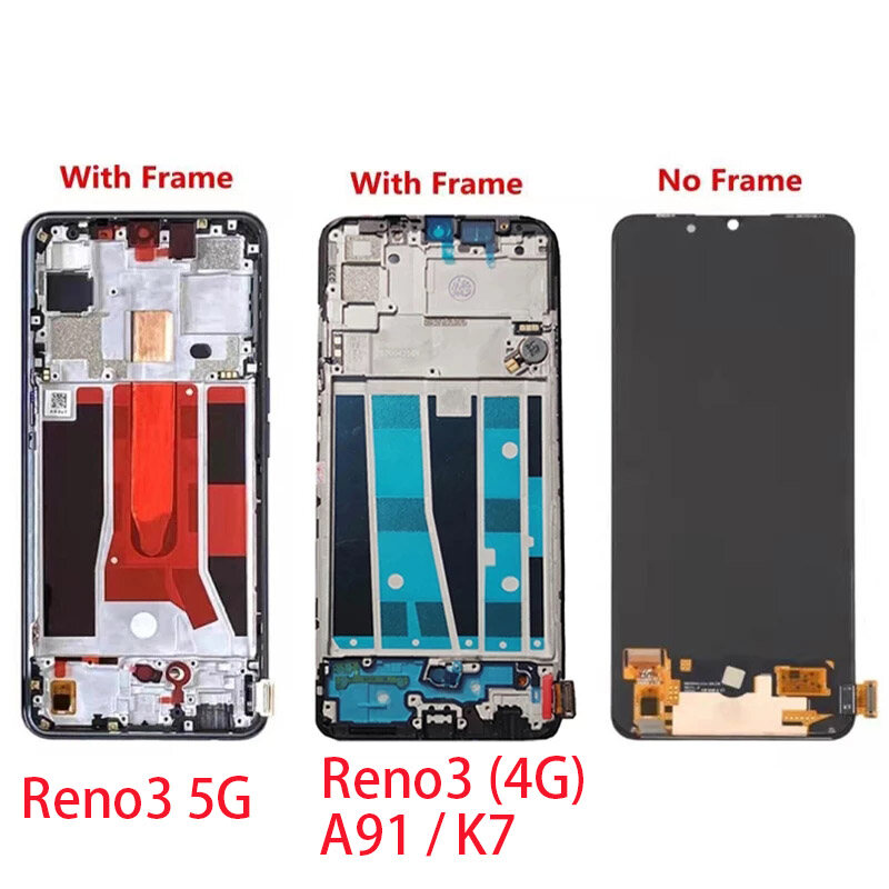 100% thử nghiệm LCD cho Oppo reno3 A91 K7 5g A73 4G F15 F17 tìm X2 Lite cph2043 pchm30 cph2001 hiển thị bộ linh kiện số của màn hình cảm ứng thay thế
