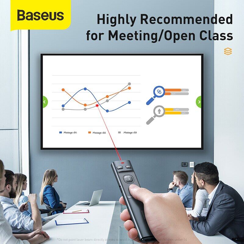 Bút Laser trình chiếu Baseus Orange Dot Wireless Presenter cho Laptop/ Macbook (100m. 2.4Ghz USB/Type C Receiver, Wireless Remote Control, Red Laser Pointer/ Presenter)