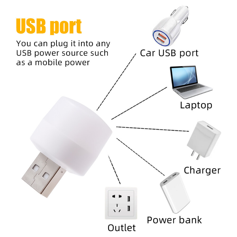Vòng Phích cắm USB Đèn máy tính sạc điện di động USB đèn tròn nhỏ LED bảo vệ mắt đèn đọc đèn ban đêm