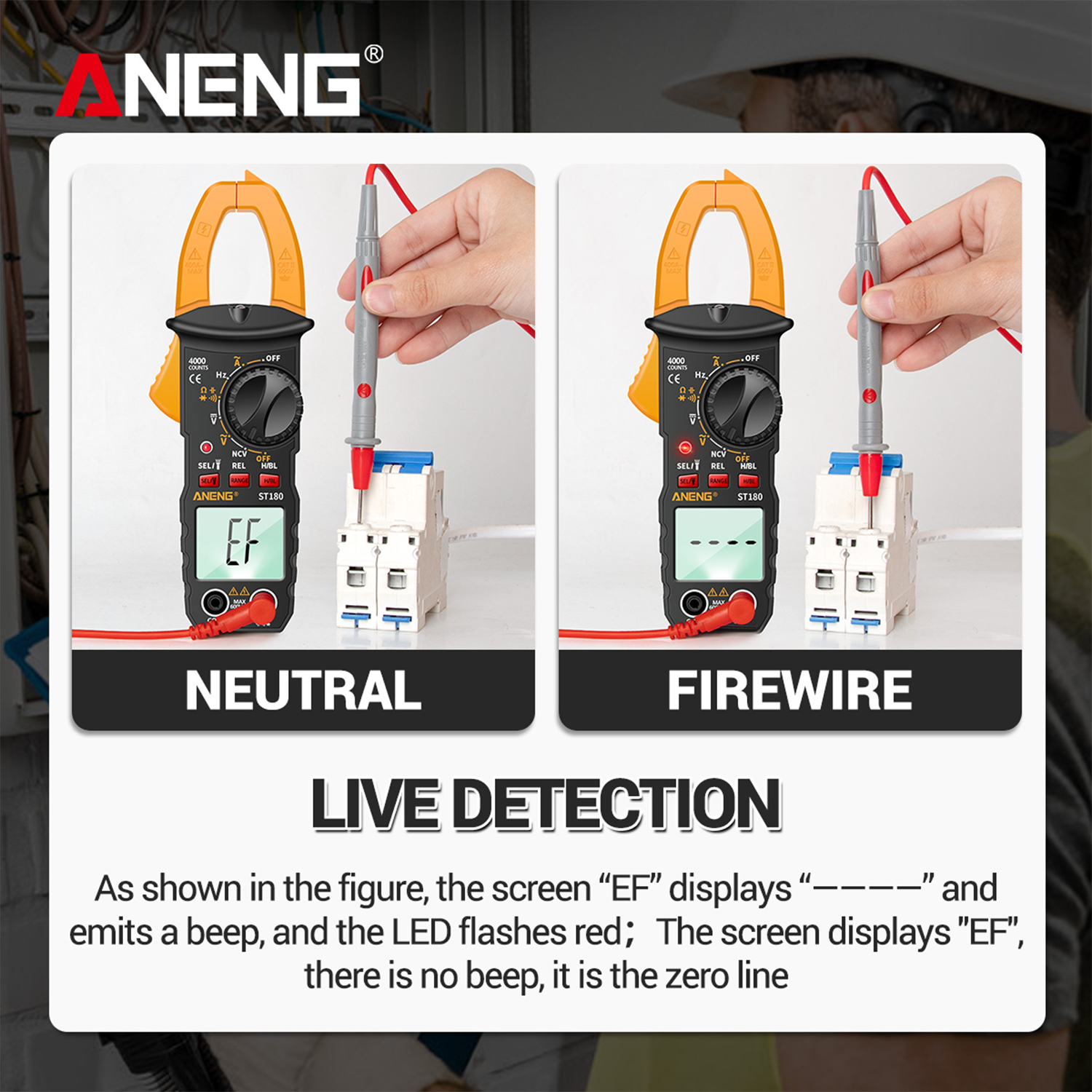 ANENG ST180 4000 Counts Digital Clamp Meter Multimeter Clamp Multimeter Voltmeter Ammeter AC DC Voltage AC Current Meter NCV Tester Universal Meter Tester Current Clamp Tester -30~1000°C Temperature Resistance Capacitance Frequency Diode Measurement