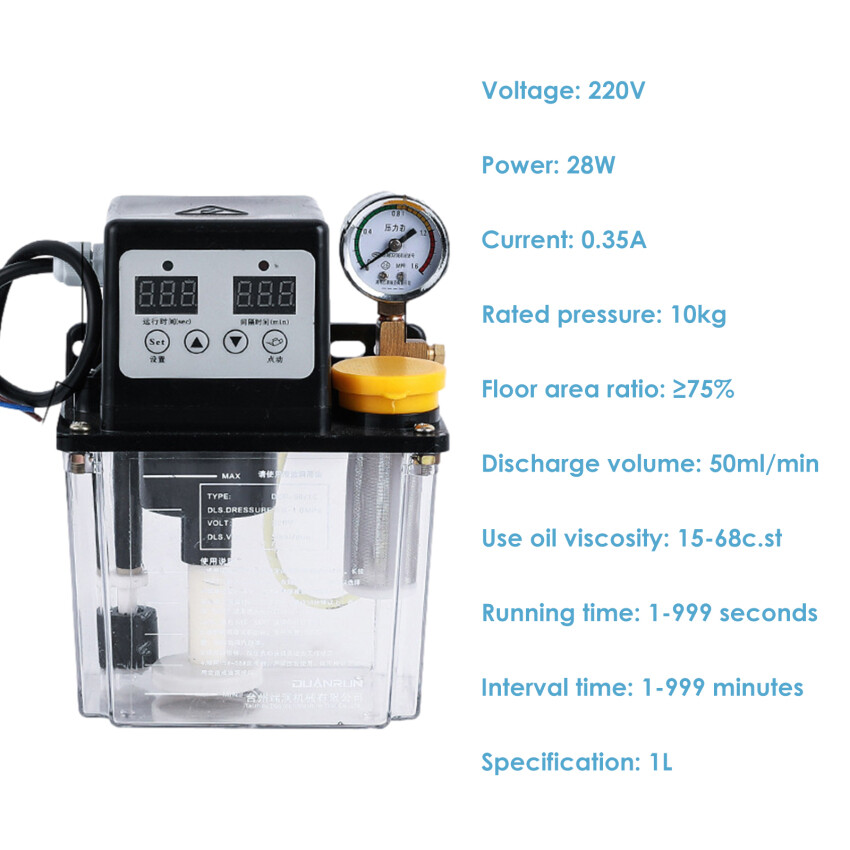 Bơm Dầu Bôi Trơn Tự Động Dụng Cụ Máy Tiện CNC Bơm Bôi Trơn Điện Từ 220V
