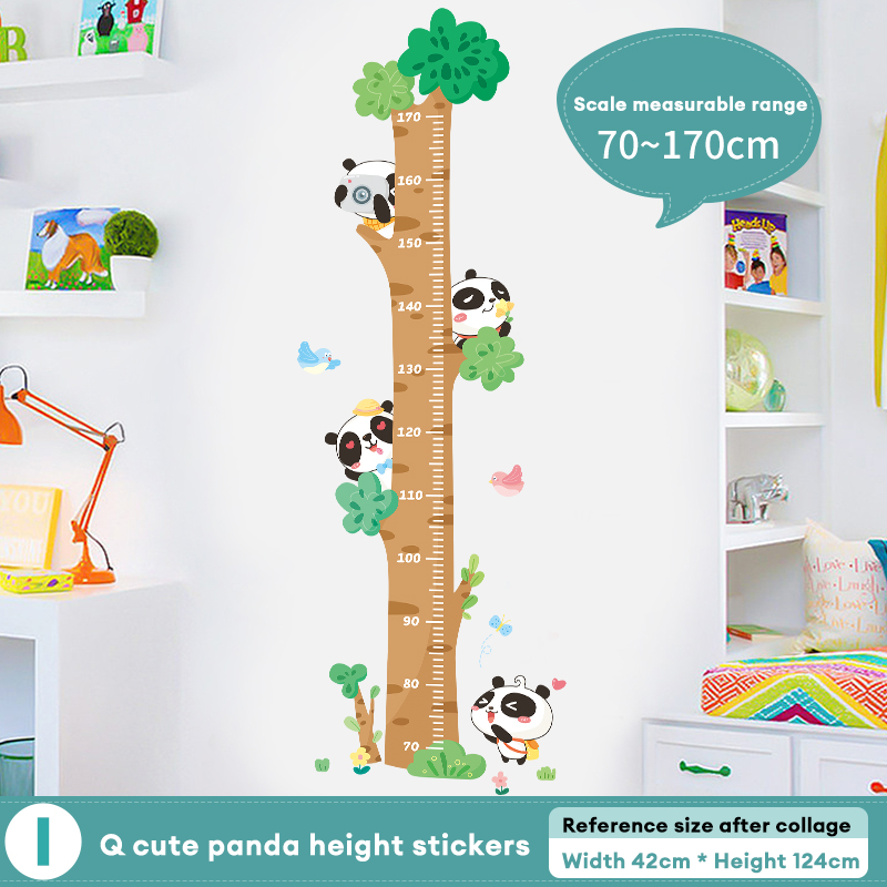 Cartoon Animals Height Measure Wall Sticker Unicorn Dinosaur Wallpaper for Kids Room Nursery Child Height sticker Growth Chart Self-adhesive Removable