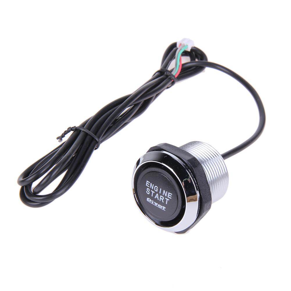 Vehicle Engine Start Press Button Push Switch Ignition Starter Blue Light