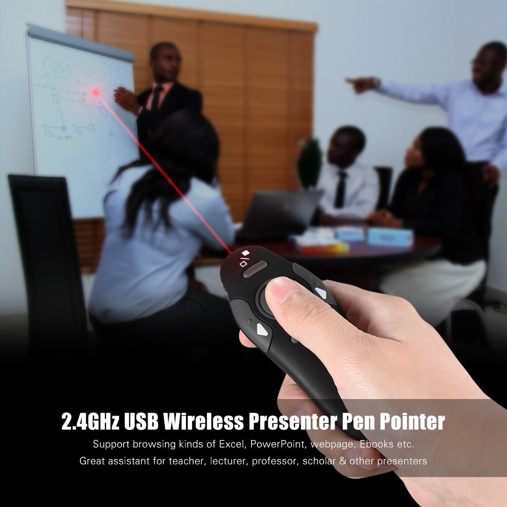 KKmoon 2.4GHz Wireless USB Powerpoint Presentation PPT Flip Pen Pointer Clicker Presenter with Red Light Remote Control for Teacher Lecturer Professor Scholar