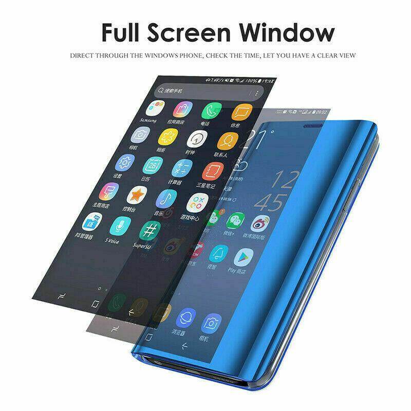For Samsung Galaxy Note 9 Case, Luxury Mirror Surface Smart Case Slim Clear View Mirror Flip Leather Stand Protective Phone Casing Cover for Samsung Note 9 Best Quality In Stock